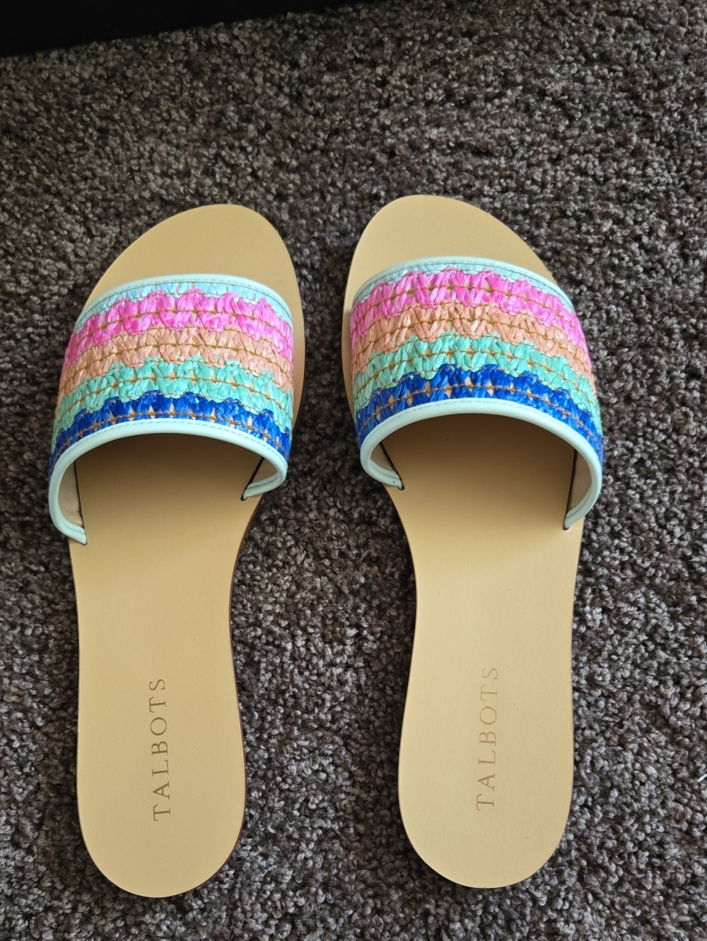 NEW Talbots Pink Multi Color Slide Sandals 8 M - Picture 2 of 6